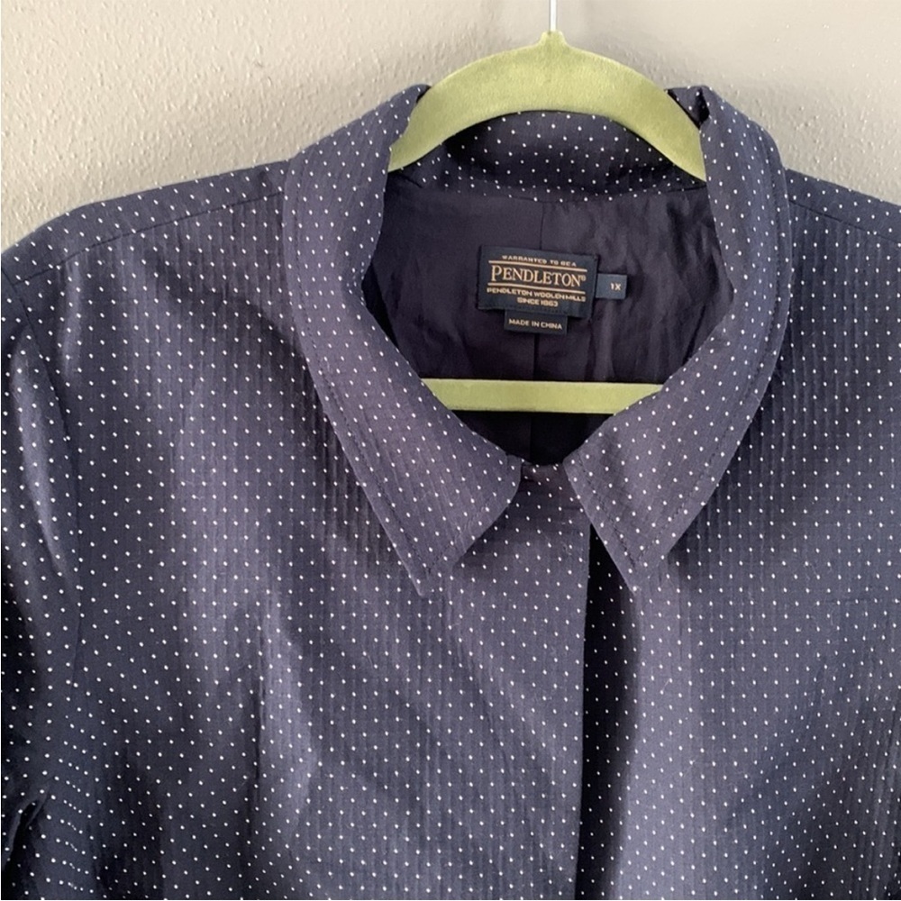 Pendleton Collared Blazer Cape Navy With White Pi… - image 2